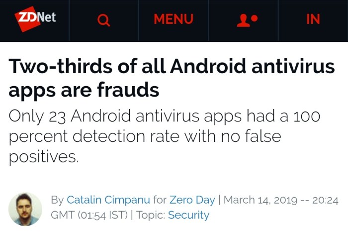 Two thirds android antivirus apps frauds