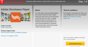 Adobe shockwave discontinued april 9th