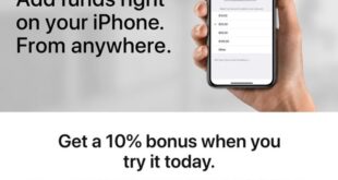 Apple 10 percent bonus add funds to account