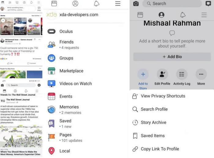 Facebook testing white ui android app