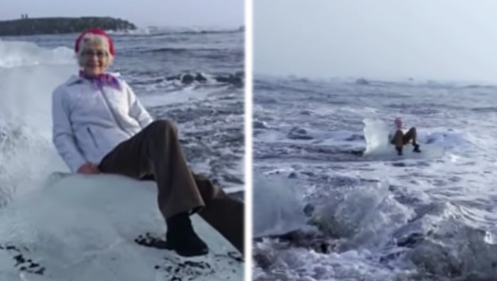 Grandma floats out to sea iceberg