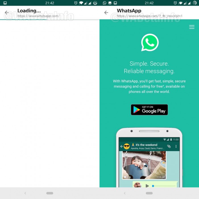 Whatsapp in app browser reverse image search