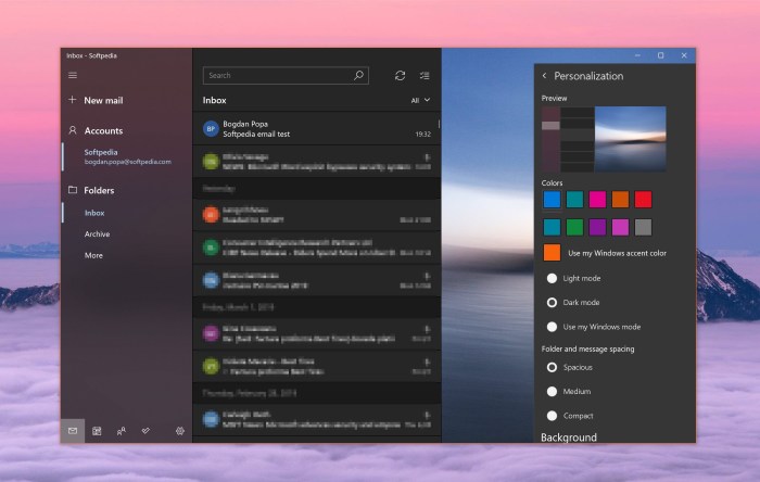 Full dark mode windows 10 mail app